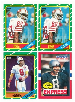 1985-86 Topps Jerry Rice and Steve Young Rookie Card Collection (4) 